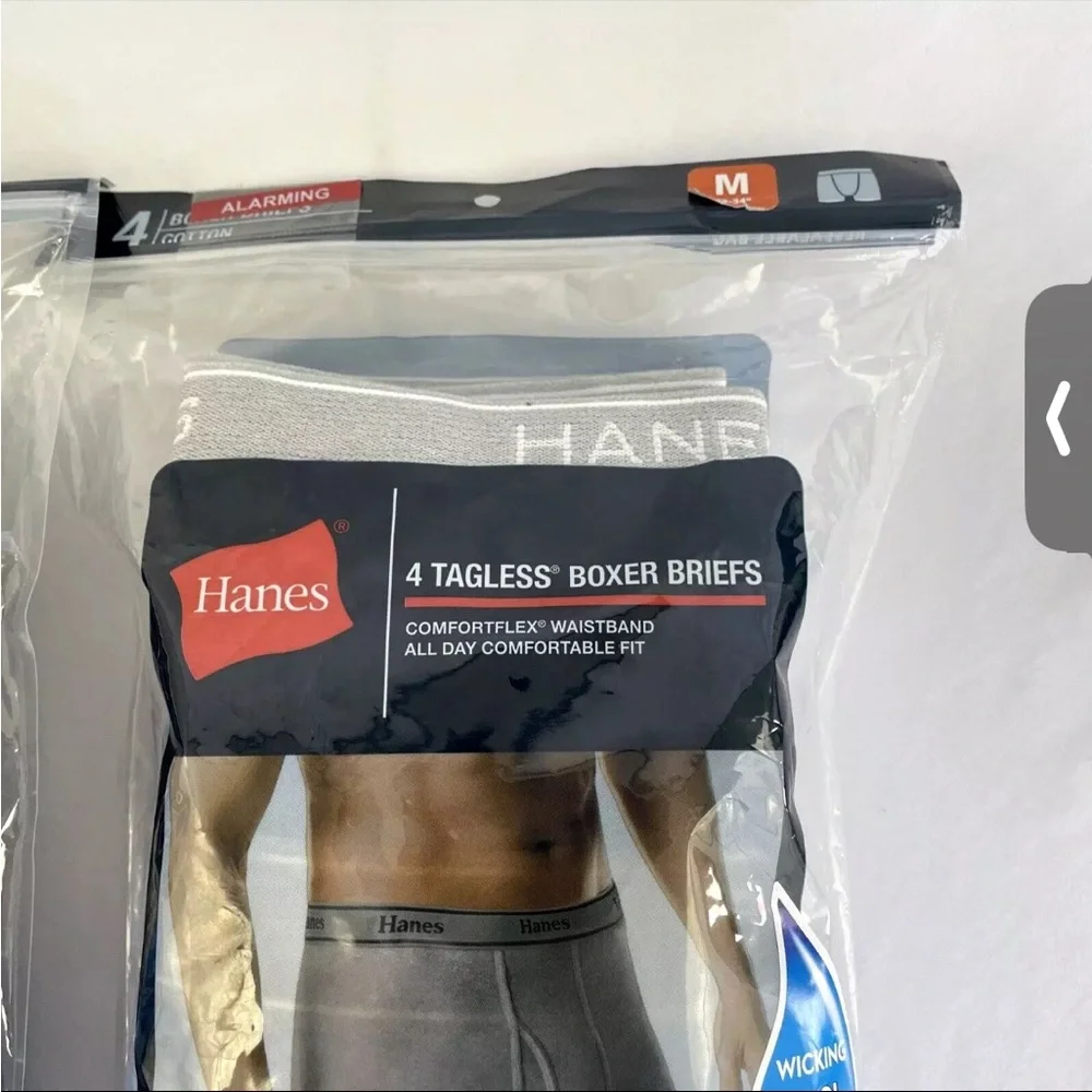 (2) 4 Pack Hanes Tagless Boxer Briefs Sz M‎ (32-34)  Blue 8 Total Pair NWT